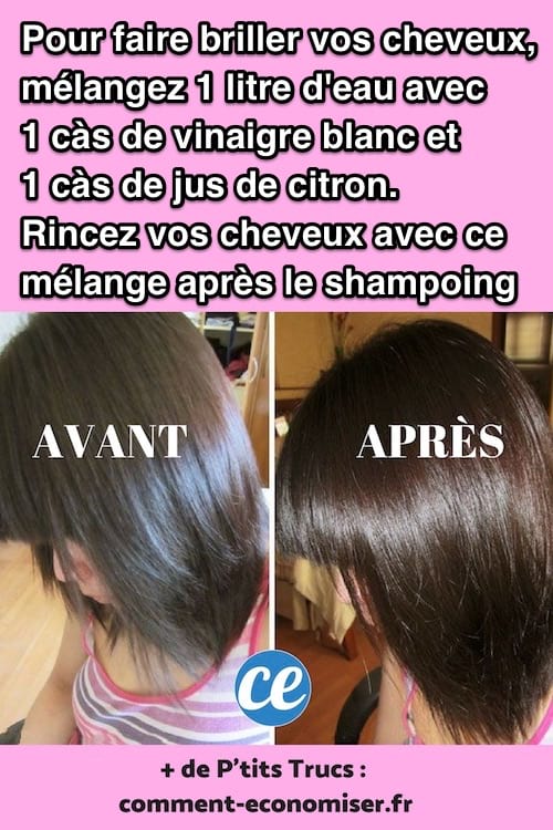 Le vinaigre blanc fait briller les cheveux