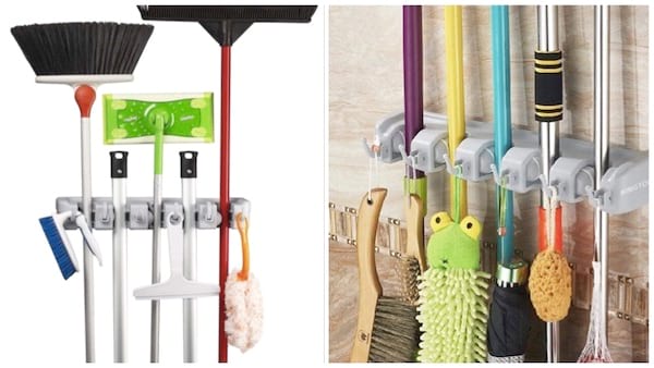 Utilisez ce porte-balais mural pour ranger les balais et éviter la moisissure sur les serpillières.