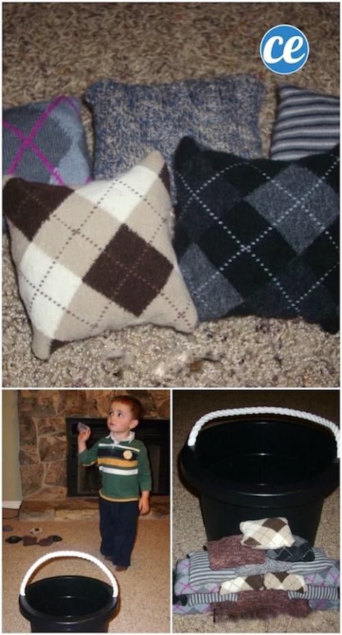 Petites balles pour jouer faites avec des chaussettes recyclées