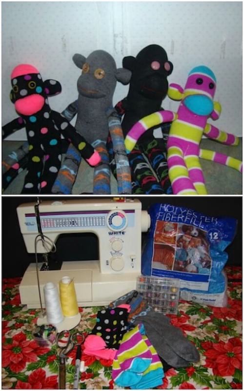 Tuto pour recycler des chaussettes vieilles et orphelines en peluche singe