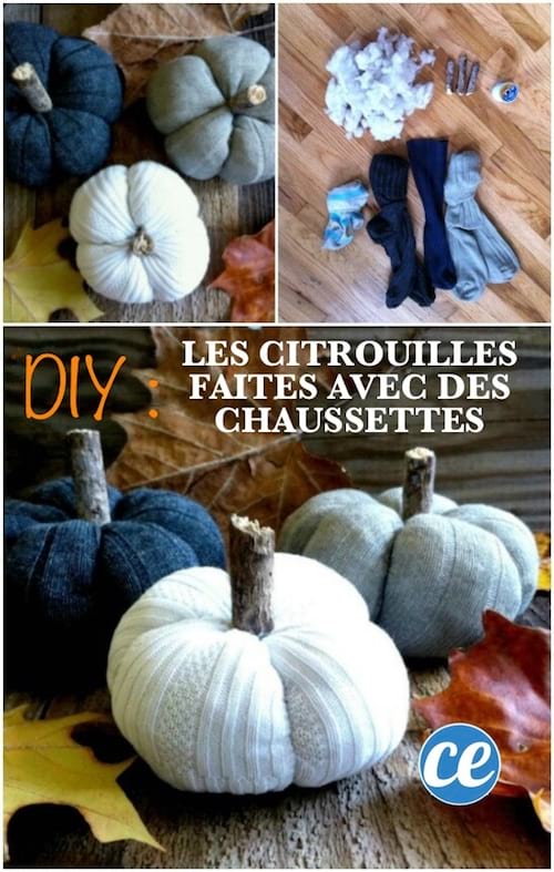 des chaussettes recyclées en citrouilles décoratives