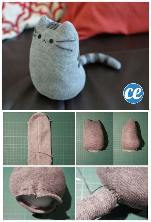 DIY pour transformer une chaussette en chat.