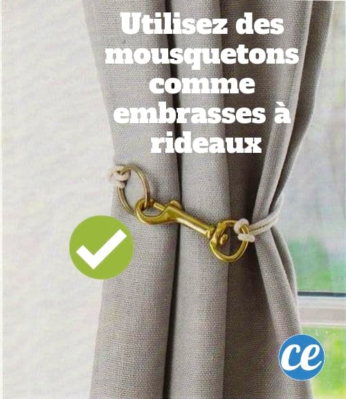 Déco DIY pour la maison : utilisez de simples articles de quincaillerie comme embrasses à rideaux.