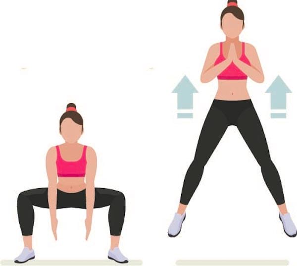 Faites l’exercice du squat jump pour tonifier et affiner les jambes.