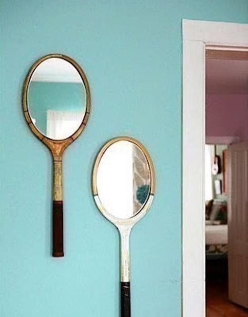 raquette de tennis transformée en miroir diy