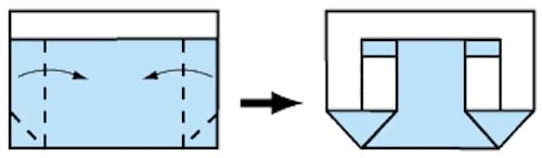 Dixième étape de pliage de l'enveloppe en origami.