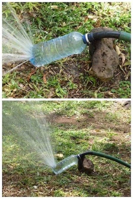 arroseur jardin avec bouteille plastique recyclée