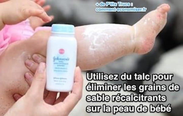 Enlever sable peau avec du talc