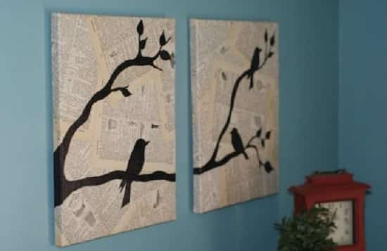 créer des tableaux originaux avec papier journal déchiré