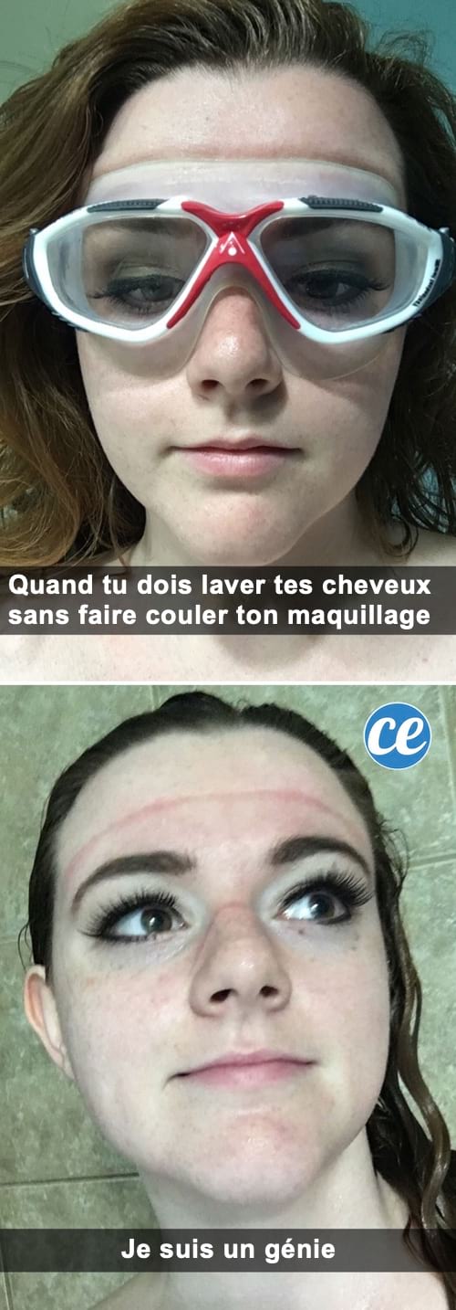 Des lunettes de piscine pour protéger le maquillage sous la douche