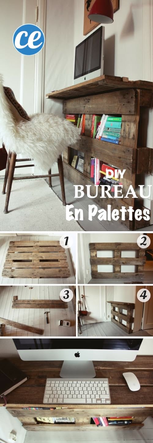 Un bureau simple fait avec des palettes DIY