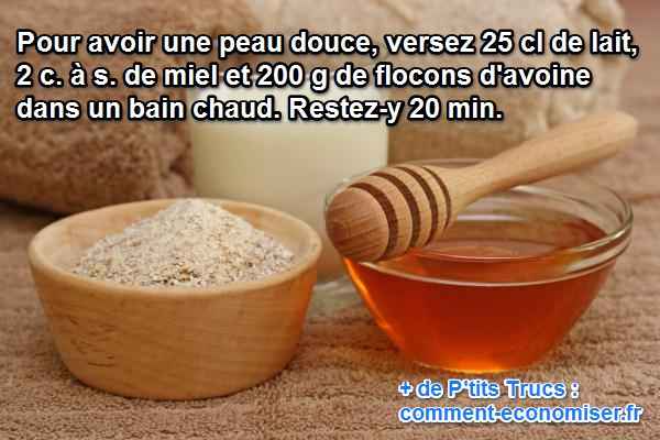 un bain au lait d'avoine et au miel pour avoir une peau douce et hydratée naturellement