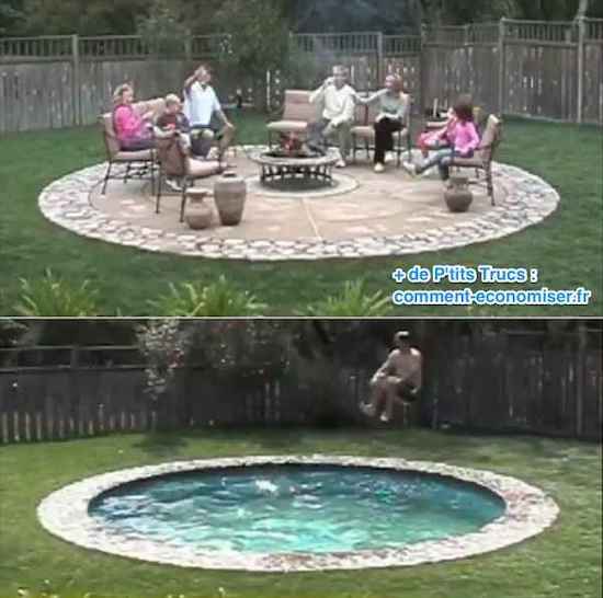 Terrasse qui se transforme en piscine