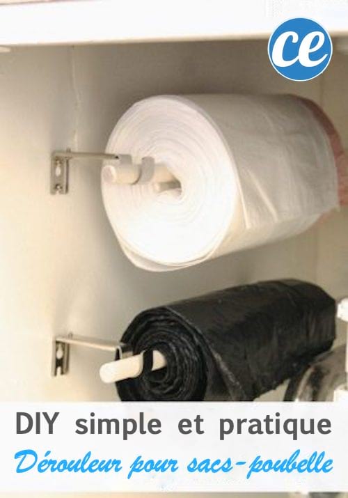 un dérouleur de sopalin pour ranger les sacs-poubelle