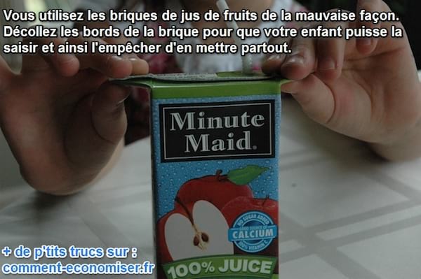 Une astuce pour boire une briquette de jus de fruits sans la faire déborder