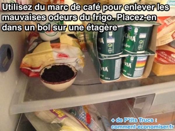 comment se débarrasser des mauvaises odeurs dans le frigo à cause du marc de café