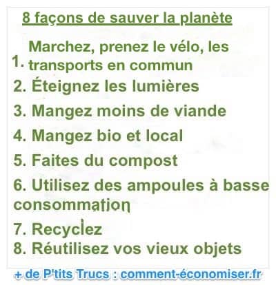 les gestes à faire pour sauver la planete