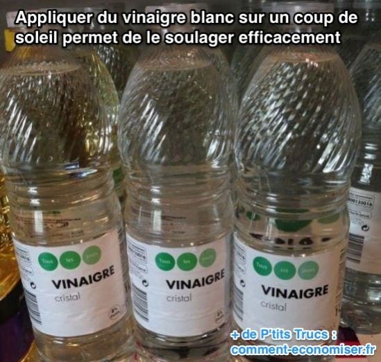 Appliquer du vinaigre blanc sur un coup de soleil permet de le soulager efficacement