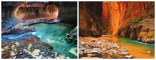 Rivières dans les canyons américains de Zion en Utah