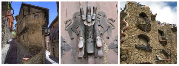 Ville d'Albarracin en Espagne avec une maison du moyen âge à gauche et poigné au milieu