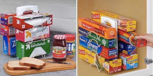 Un rangement pratique pour les rouleaux d'emballage