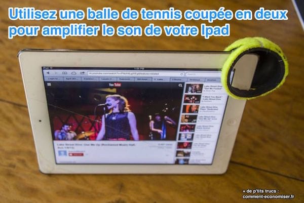 balle de tennis pour amplifier le son d'un ipad