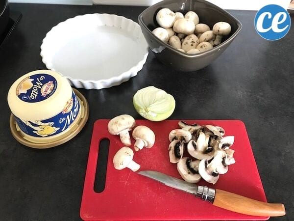 ingrédients pour tarte aux champignons