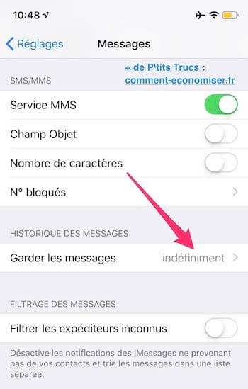 Ne gardez plus touts vos anciens messages indéfiniment pour économiser de la place