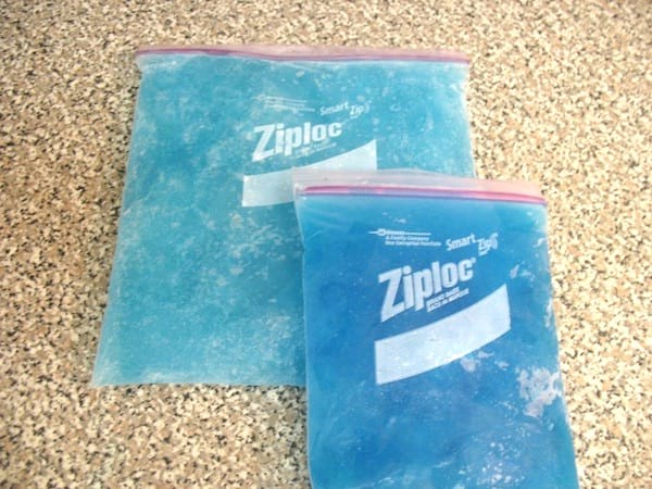 sac congélation congelé pour faire un pack froid contre les entorses