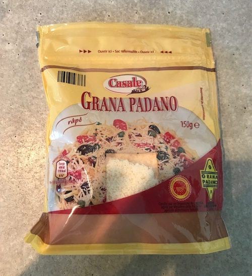 sachet de fromage râpé transformé en sac congélation