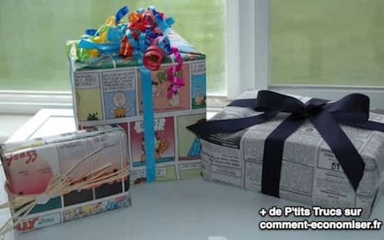 papier cadeau avec du papier journal