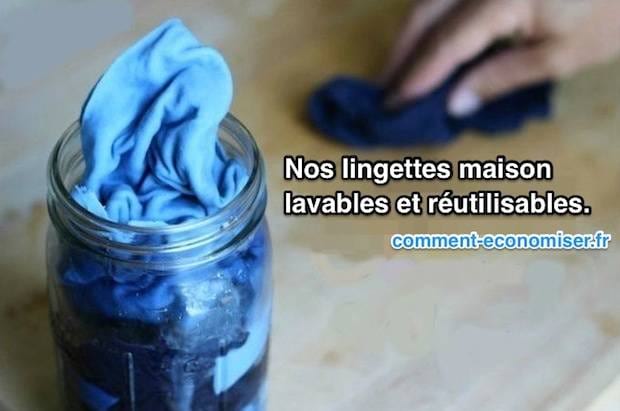 lingettes bleues lavables dans pot en verre