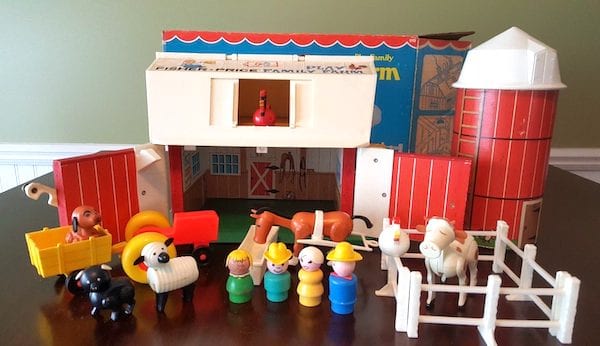 jouets en plastique ancien ferme avec animaux