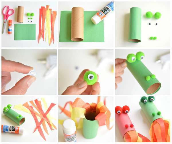 Rouleaux en carton décorés en minis dragons