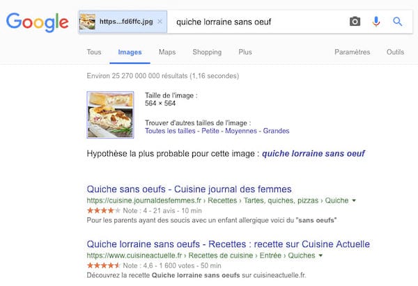 Des résultats Google par image.