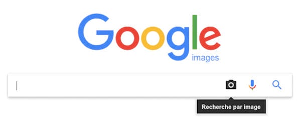 La page d'accueil de Google Images pour faire des recherches par image.