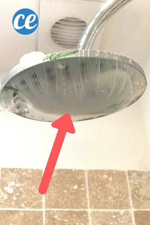 Pour détartrer votre pommeau de douche, accrochez un sac de vinaigre blanc autour.