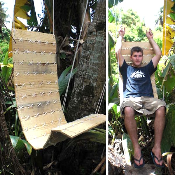 hamac planche de palette cousue