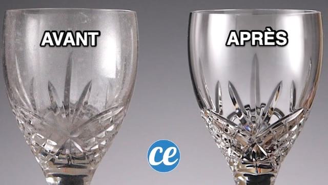 Un verre en cristal terni à gauche et un verre brillant en cristal à droite