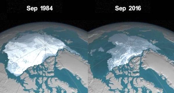photo satellite  de la fonte de la glace au groenland