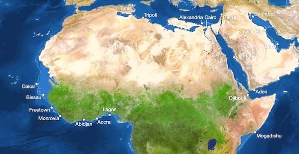 carte afrique si le niveau des océans monte