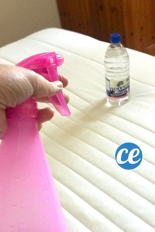 Du vinaigre blanc et un spray rose pour nettoyer, désodoriser et rafraîchir un matelas