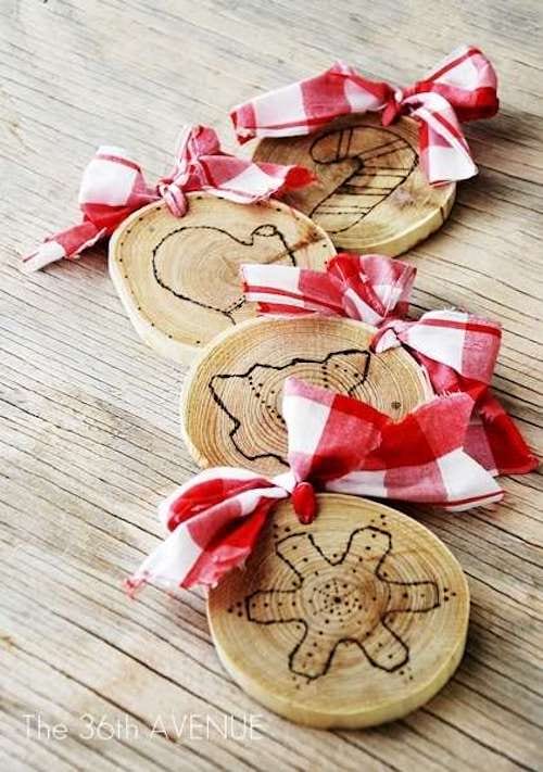 Engraved wooden logs for Christmas