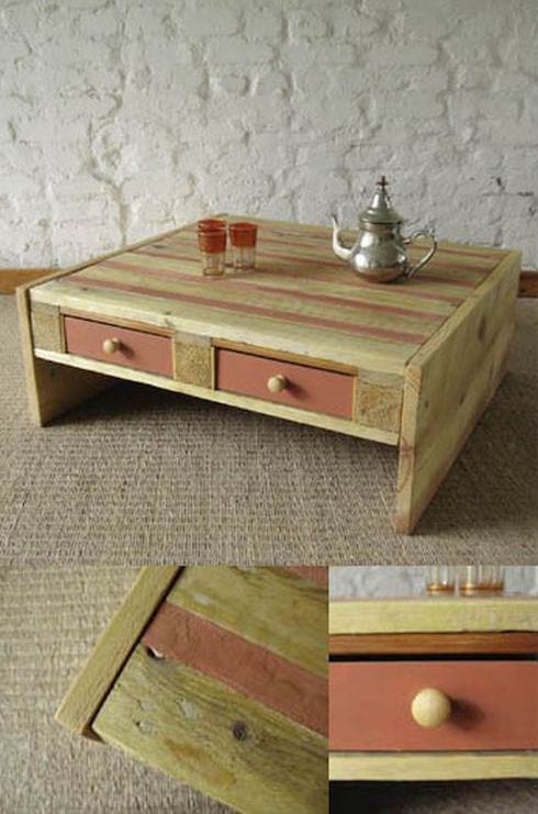 table basse palette et tiroirs