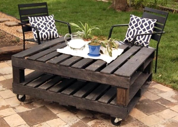 table basse palette avec roulette