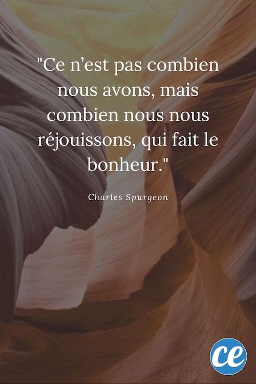 Ce n'est pas combien nous avons, mais combien nous nous réjouissons, qui fait le bonheur.