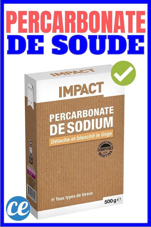 Boîte de percarbonate de soude sur fond blanc.