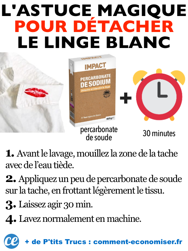 L’Astuce Efficace Pour Détacher Le Linge Blanc.