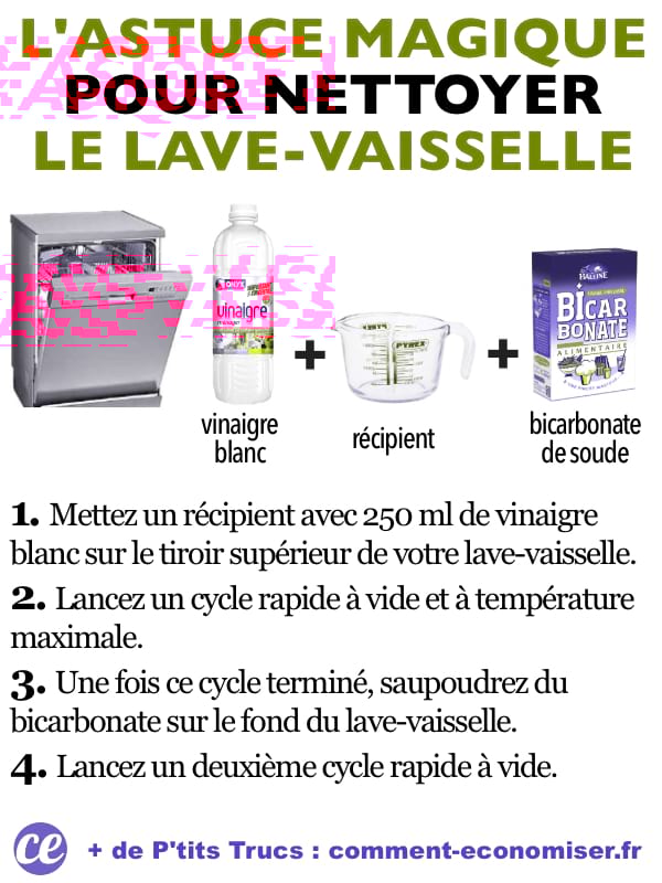 Guide : L'astuce facile pour nettoyer le lave-vaisselle.