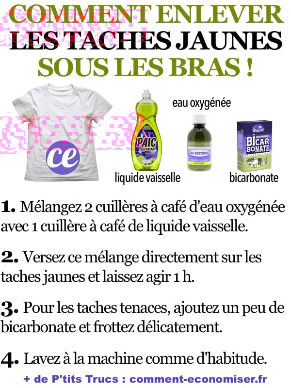 Enfin une astuce qui marche pour faire disparaître les traces jaunes sous les bras.